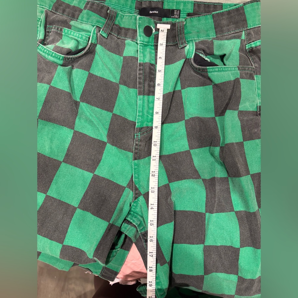 Bershka Green and Black Checker Jeans - Picture 7 of 10